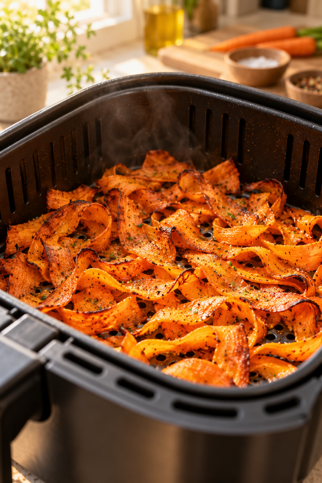 air fryer carrot bacon strips cooking