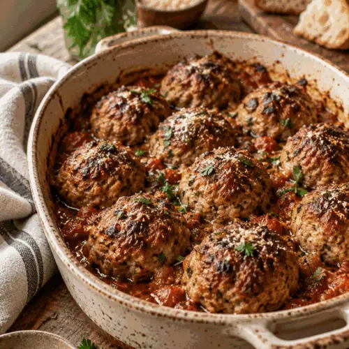 baked meatballs on a serving platter
