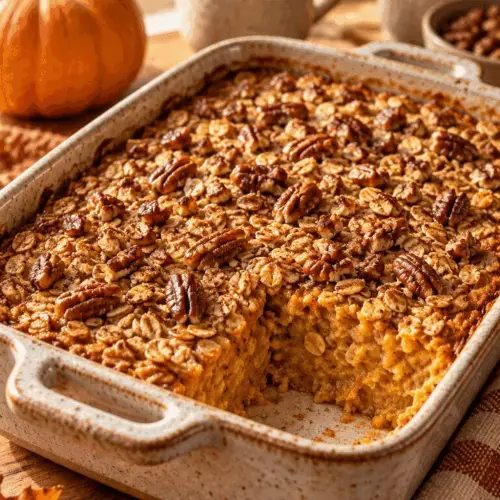 baked pumpkin oatmeal finished dish