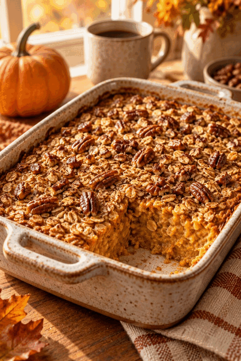 baked pumpkin oatmeal finished dish