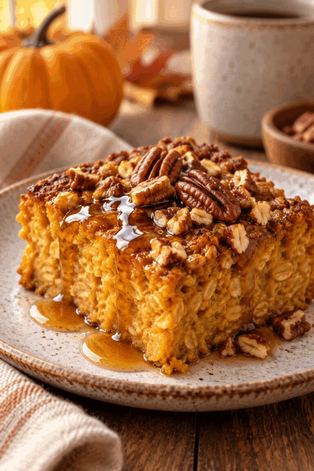 Warm baked pumpkin oatmeal squares