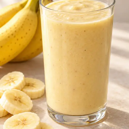 Banana breakfast smoothie in a glass