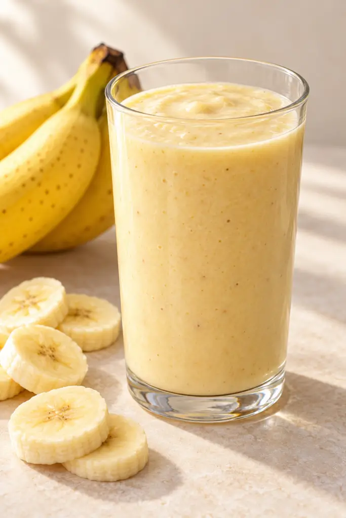 Banana breakfast smoothie in a glass