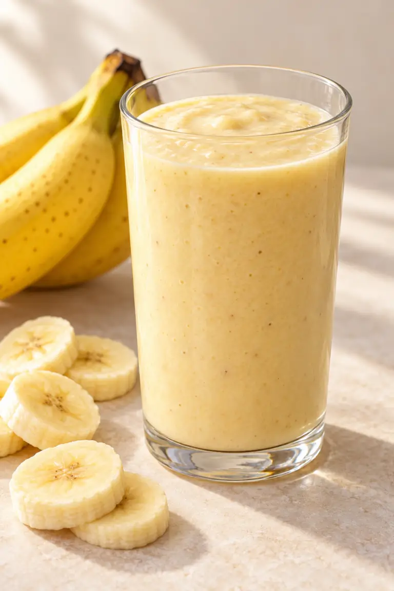 Banana breakfast smoothie in a glass