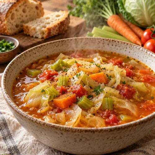 cabbage soup in a Dutch oven