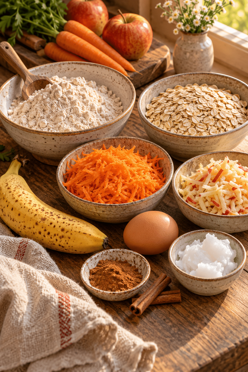 carrot apple oat breakfast cookies ingredients