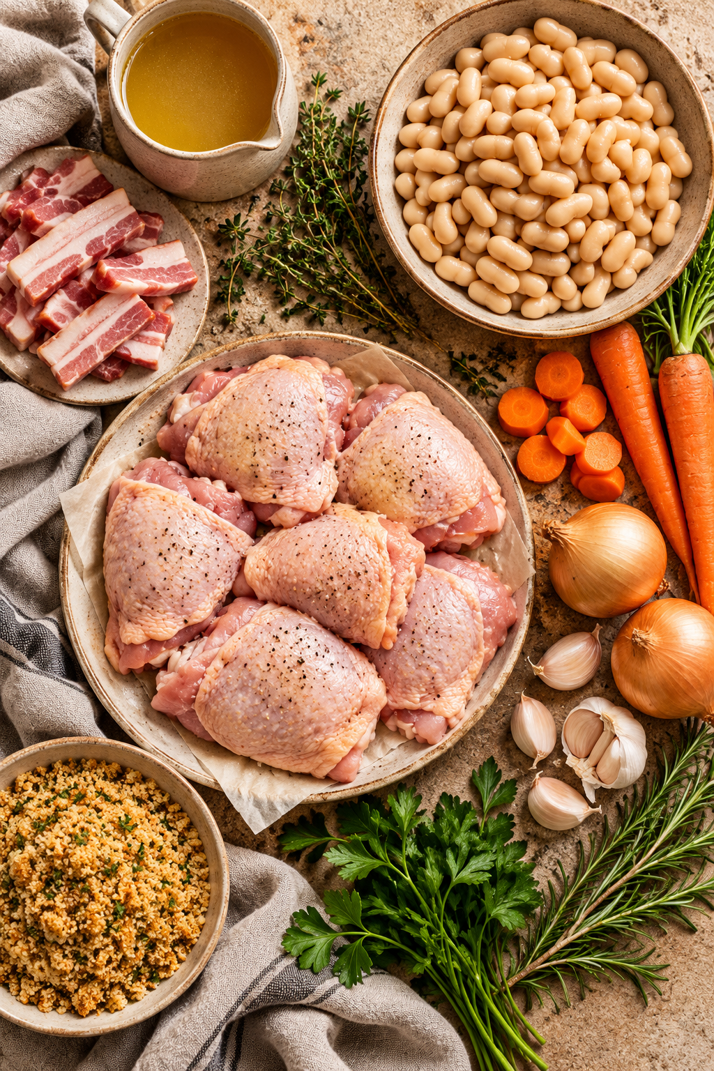 Ingredients for chicken cassoulet