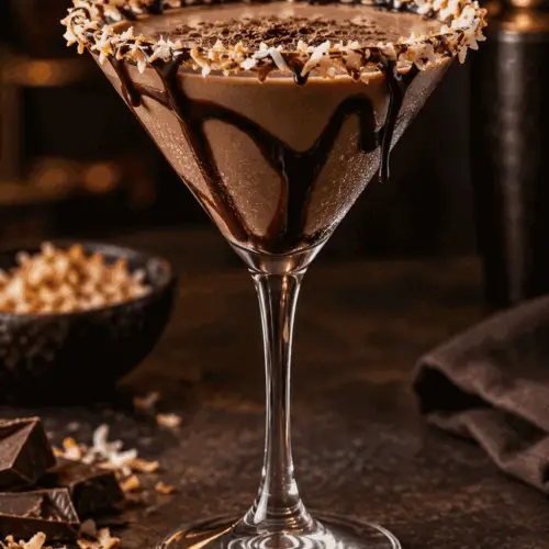 chocolate coconut martini finished dish