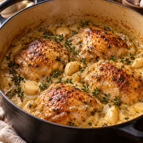 Coconut milk thyme braised chicken