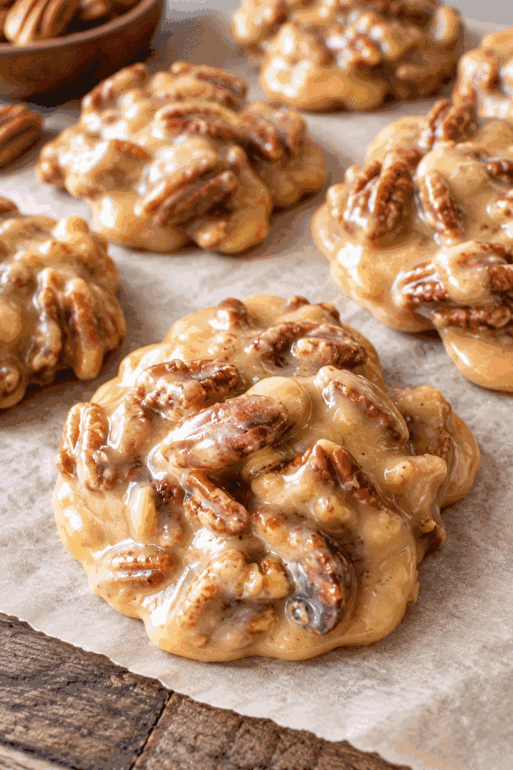 Finished creamy pecan pralines