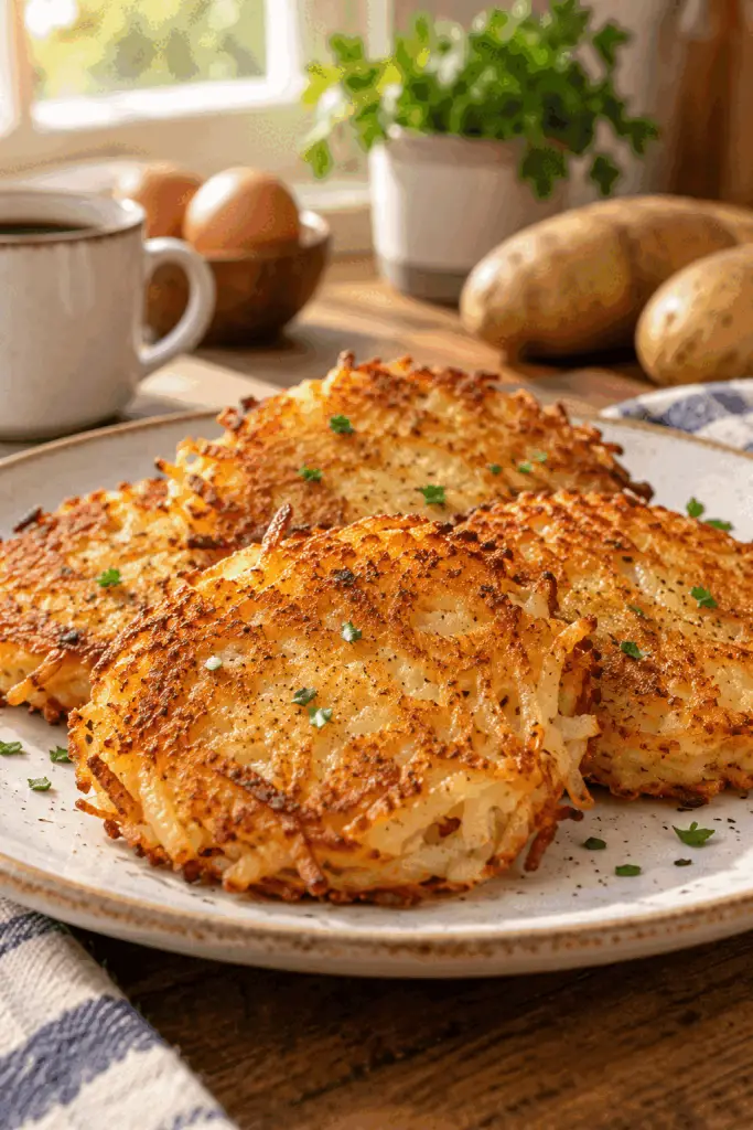 Homemade hash browns with crisp golden edges