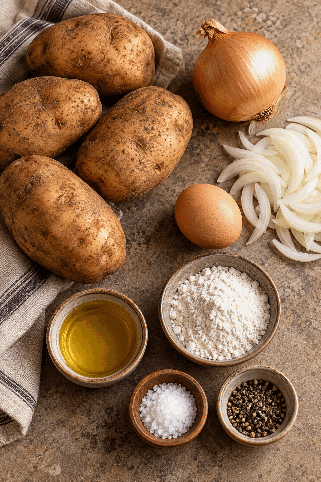Ingredients for homemade hash browns