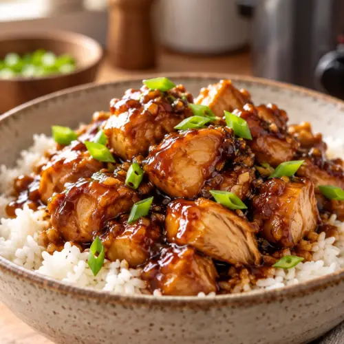 crock pot bourbon chicken finished dish