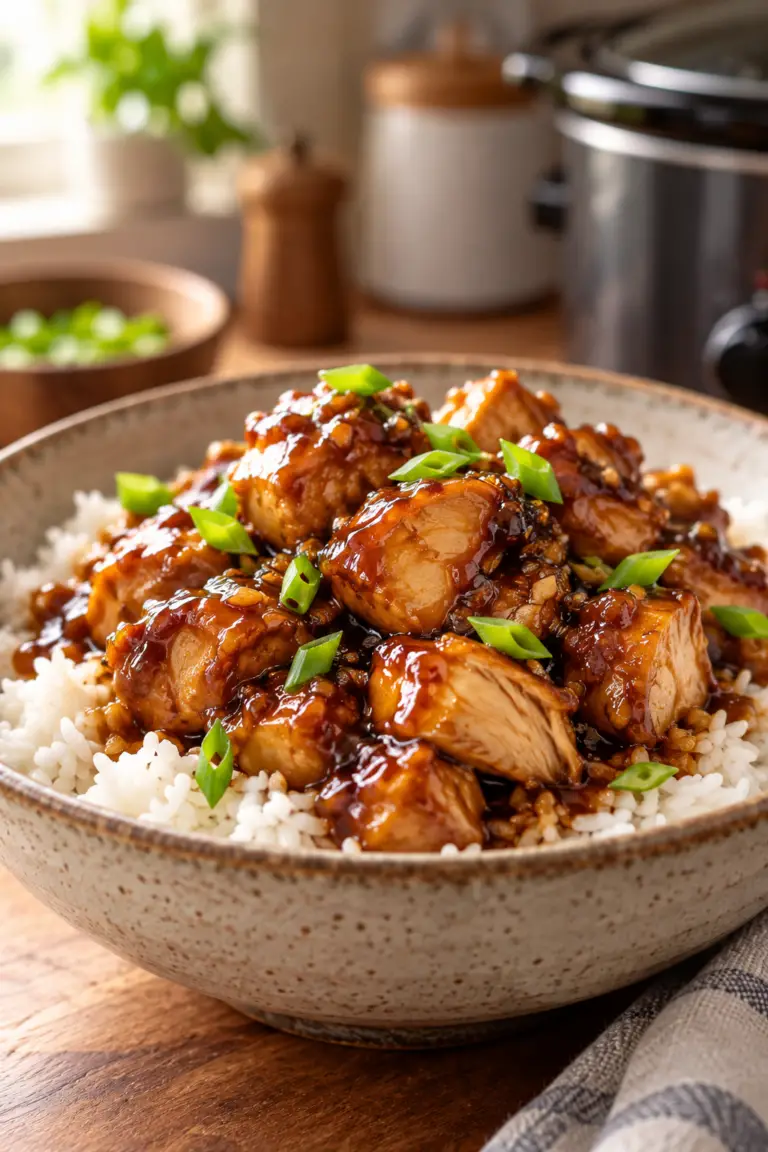 crock pot bourbon chicken finished dish