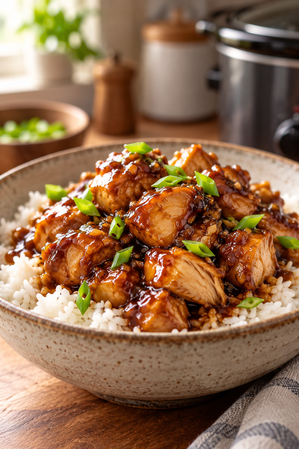 crock pot bourbon chicken finished dish