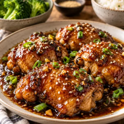 Crockpot honey garlic chicken in sweet-savory sauce