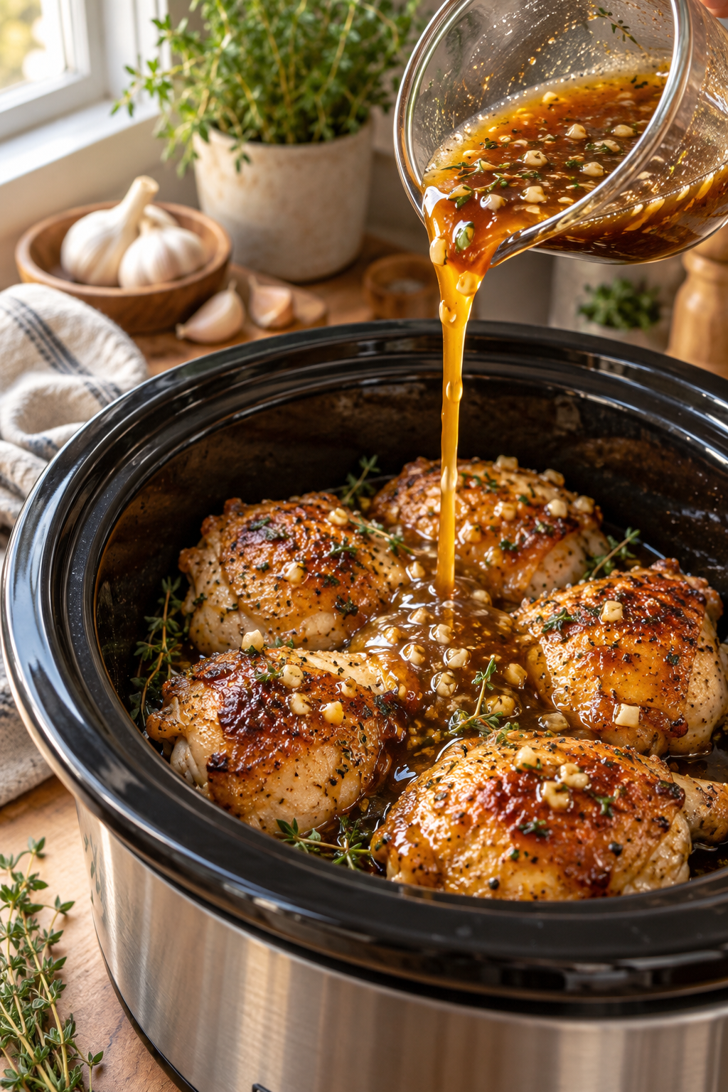 Slow cooker method for crockpot honey garlic chicken