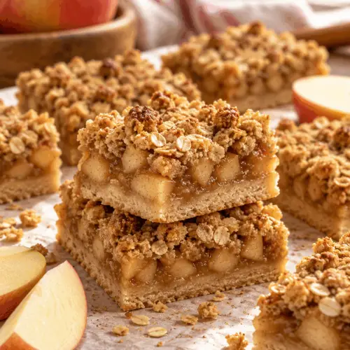 apple crisp bars finished with golden crumble