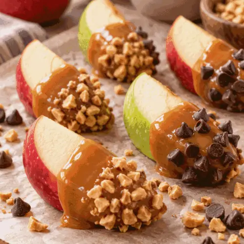 caramel apple slices finished dish