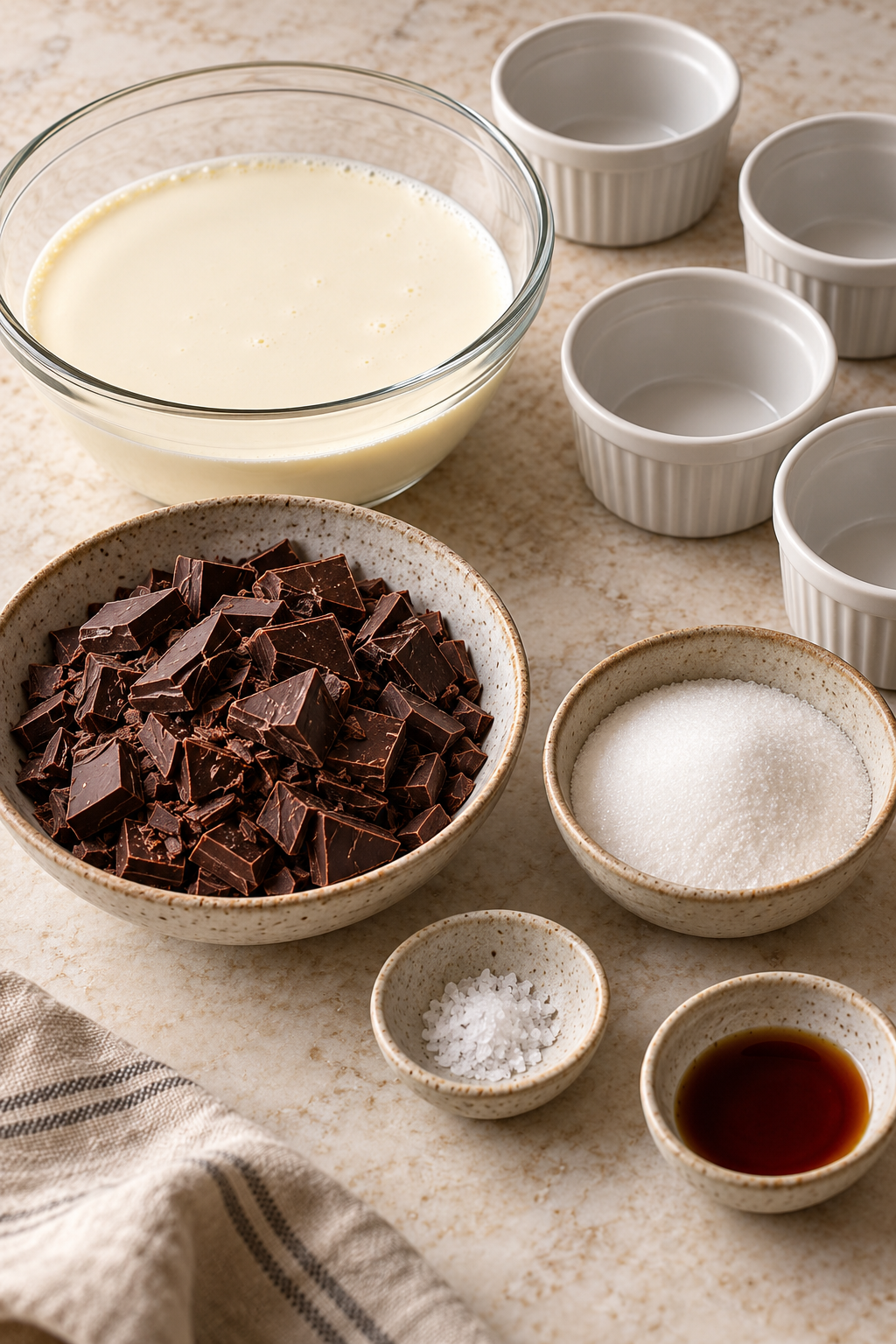 Ingredients for chocolate pots de creme