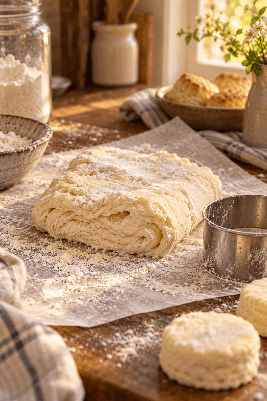 Shaping gluten-free biscuit dough on parchment