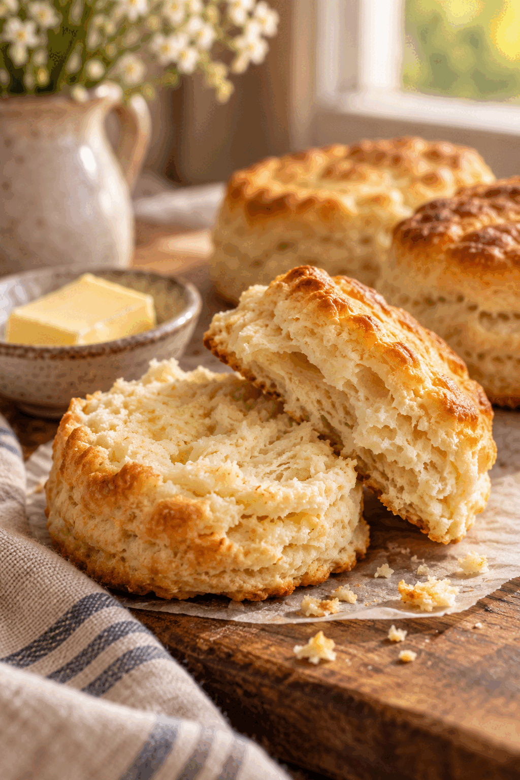 Warm gluten-free buttermilk biscuits with flaky layers