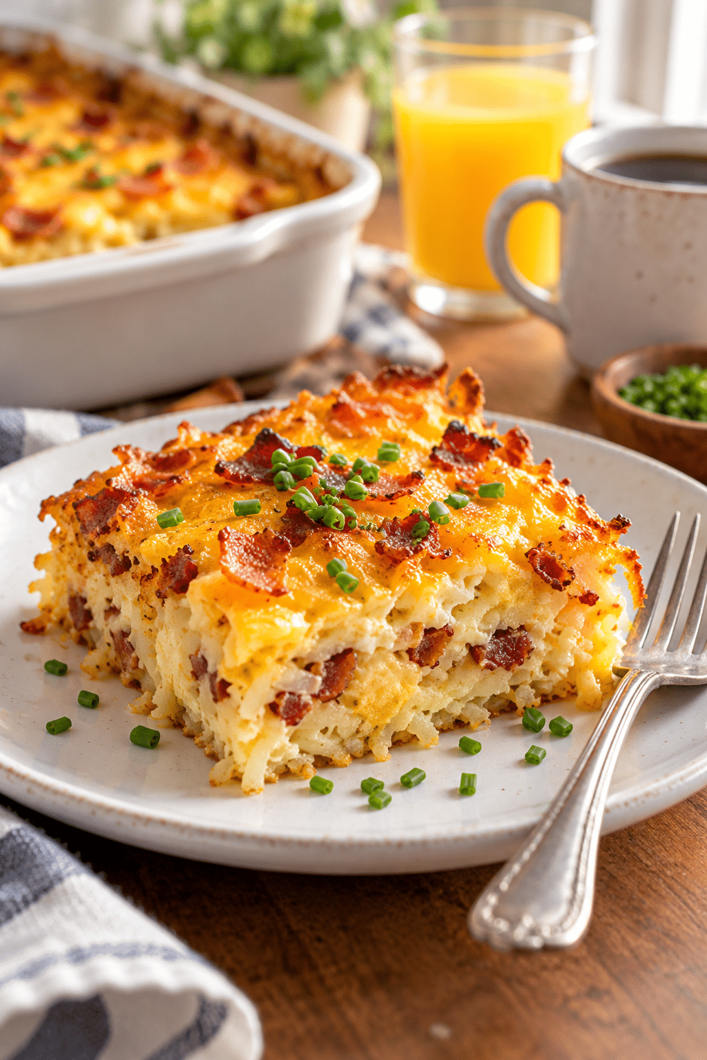 easy hash brown breakfast casserole served