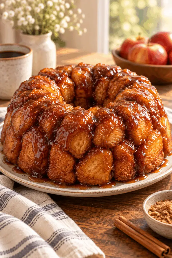 Golden easy monkey bread recipe in a Bundt pan