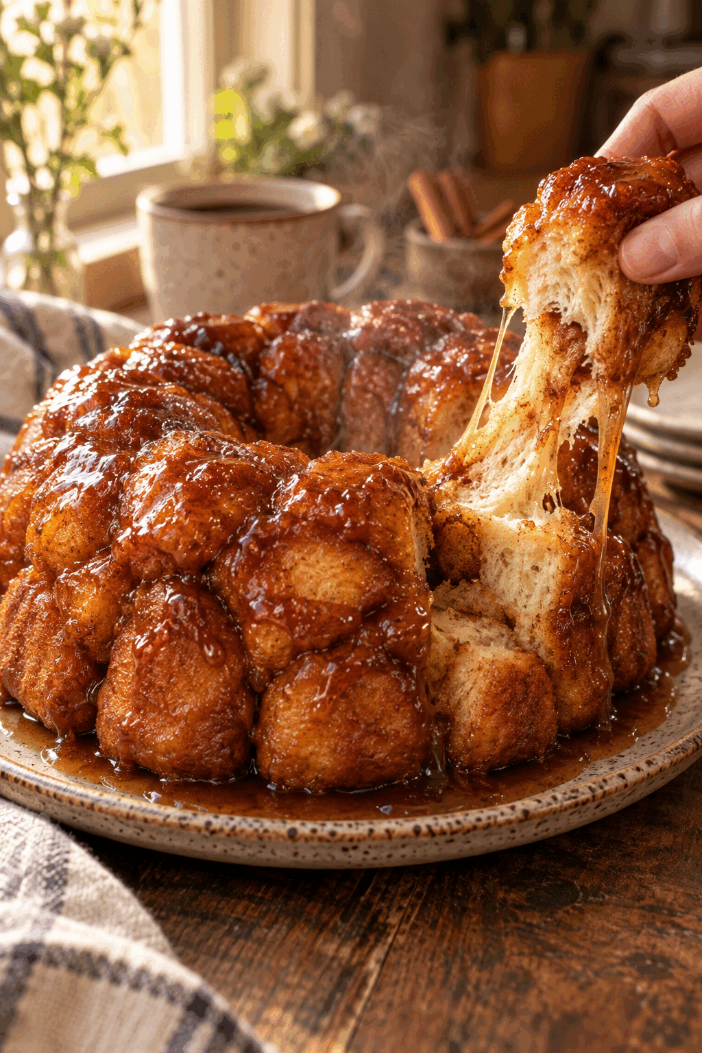 Golden pull-apart easy monkey bread recipe served warm