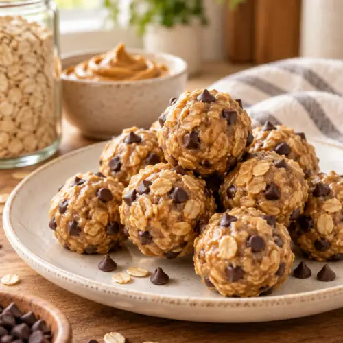 energy balls with peanut butter and chocolate chips