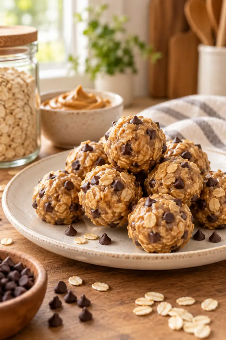 energy balls with peanut butter and chocolate chips