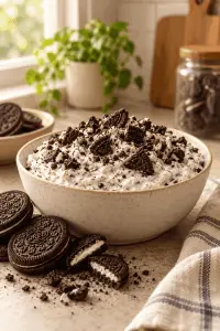 Oreo dip creamy finished dessert
