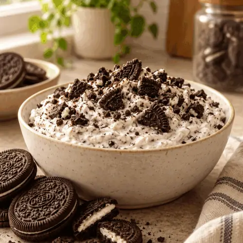 Oreo dip creamy finished dessert