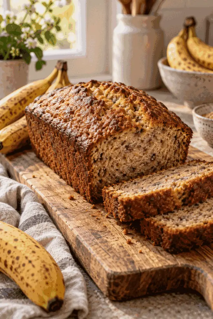 Sourdough discard banana bread loaf