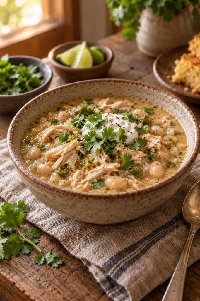 white bean chili finished dish