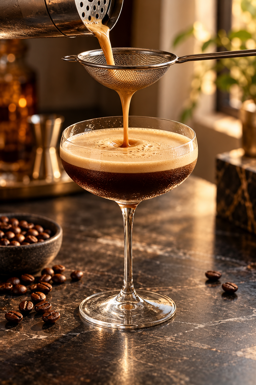 Chilled espresso martini with a smooth coffee foam