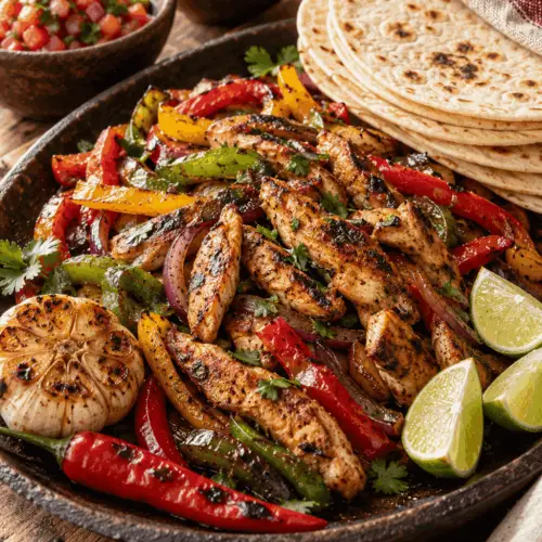 fajita with roasted chili garlic and lime