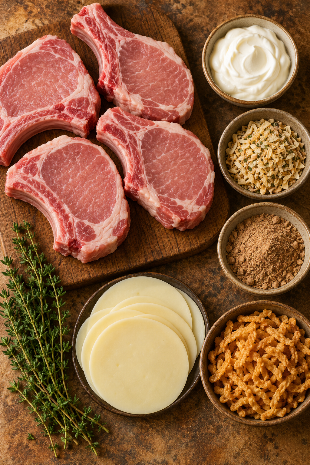 Ingredients for French onion pork chops