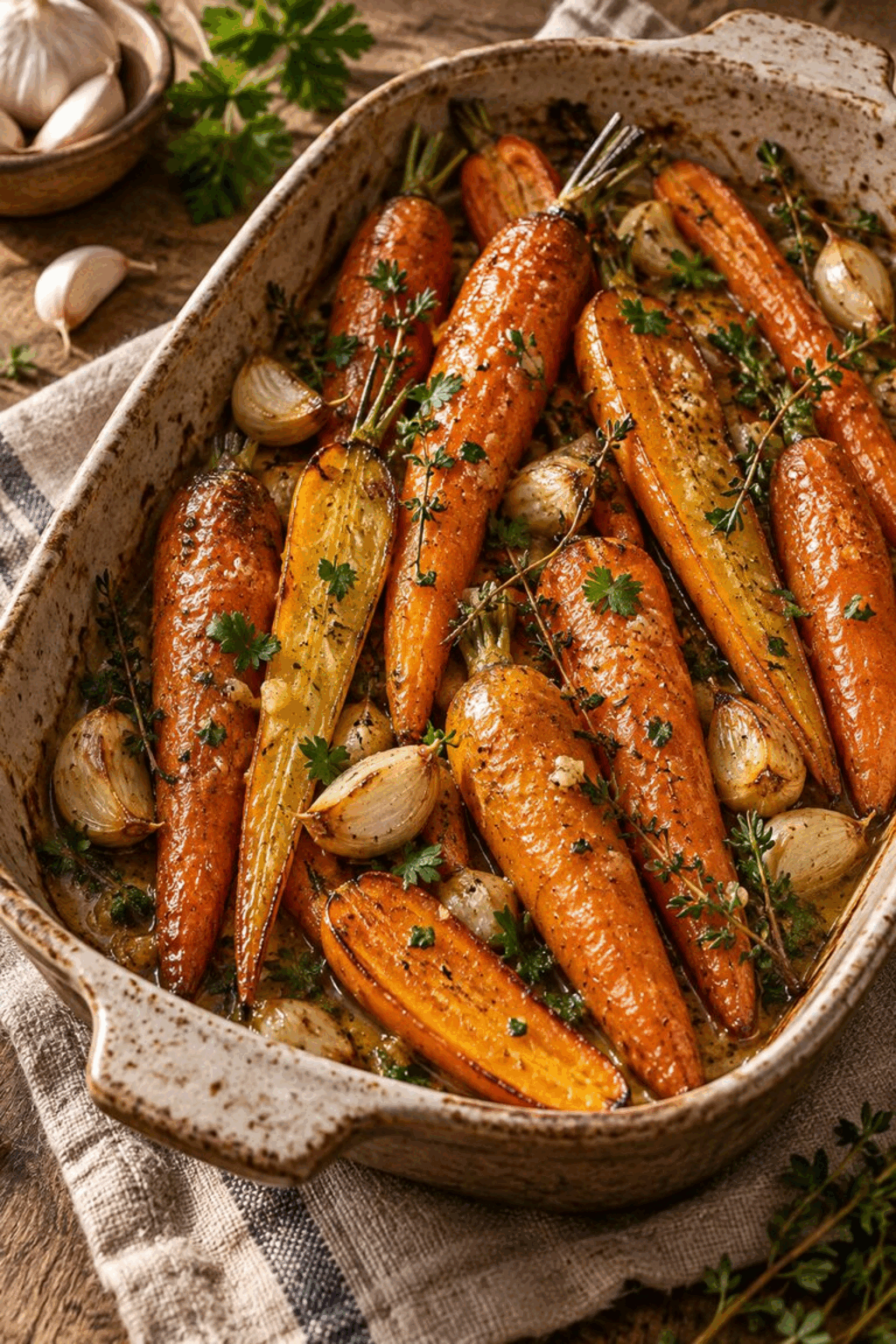 ingredients for garlic butter roasted carrots