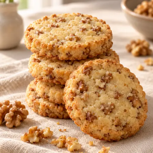 walnut shortbread cookies finished dish