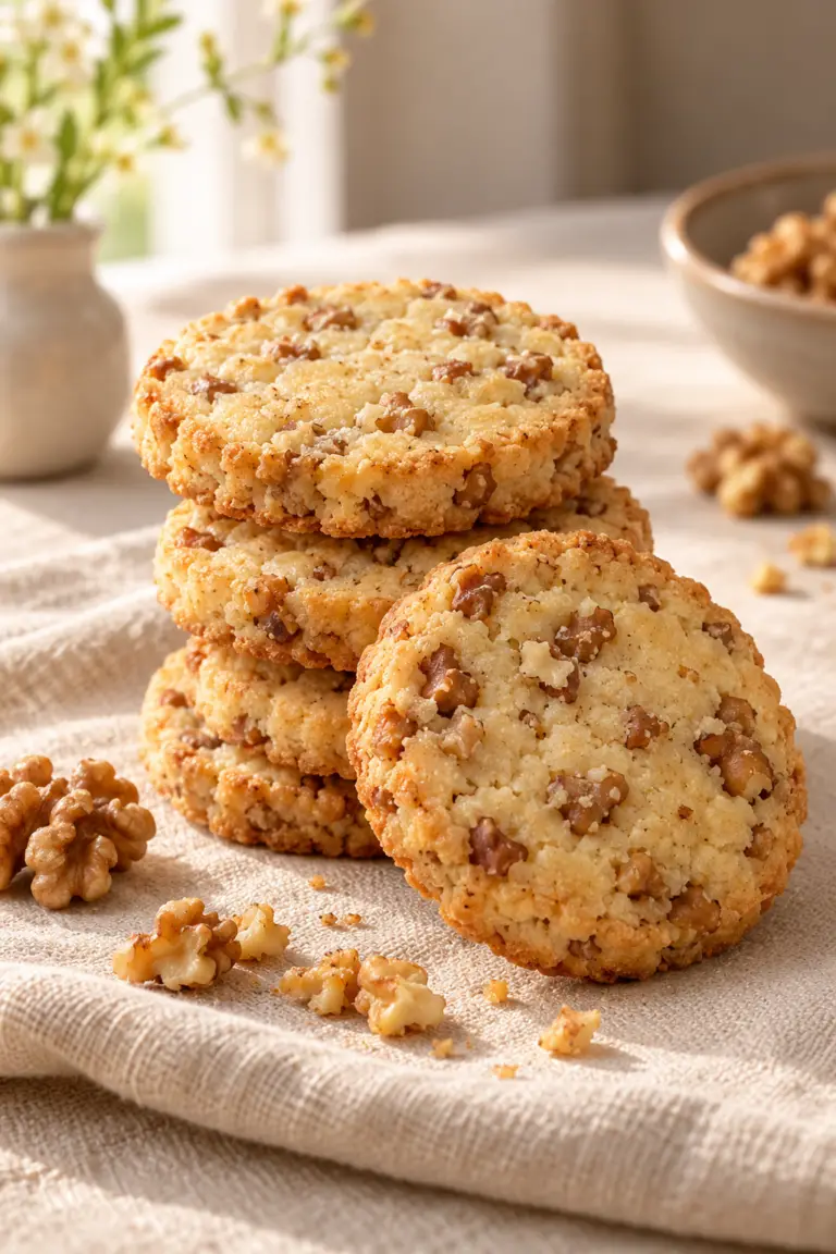 walnut shortbread cookies finished dish