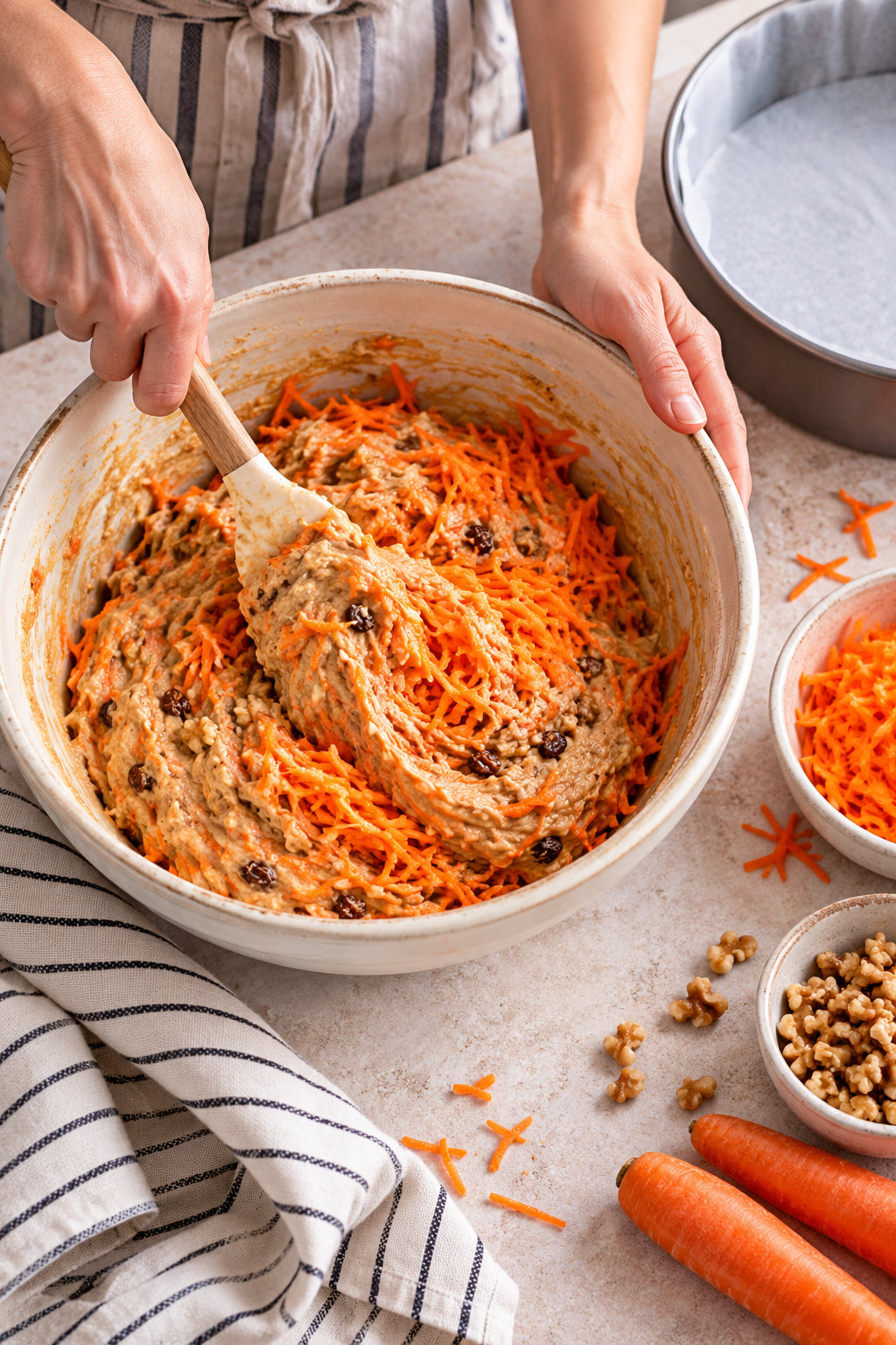 Baking gluten-free carrot cake until the center is set