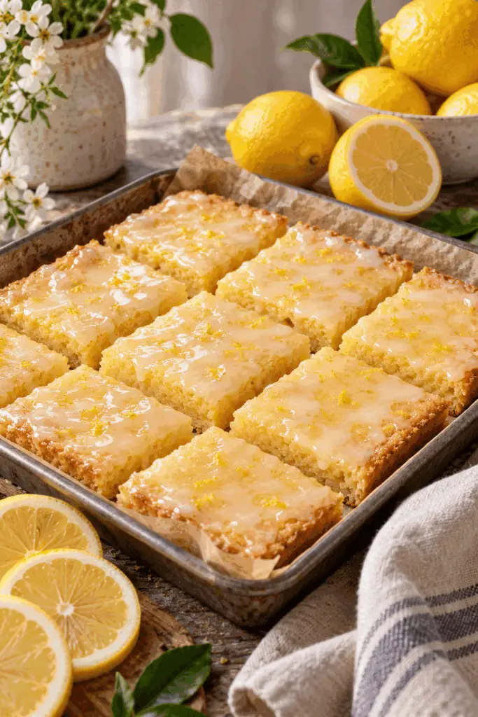 gluten free lemon brownies with lemon glaze