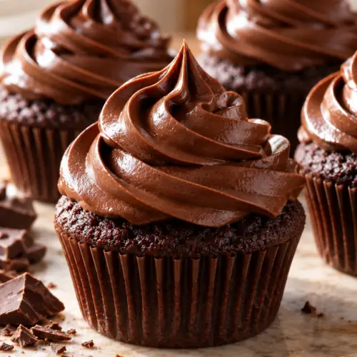 Healthy chocolate frosting on cupcakes