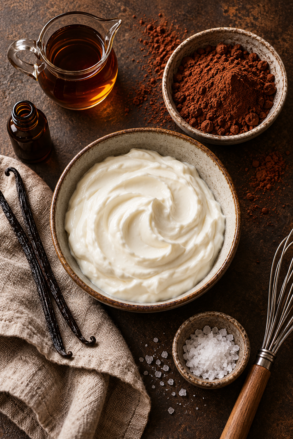 Ingredients for healthy chocolate frosting