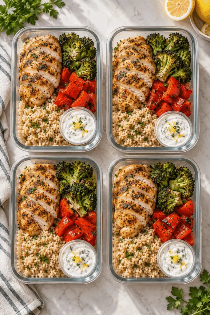 high protein meal prep chicken bowls