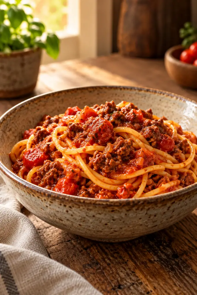 homemade meat sauce finished dish