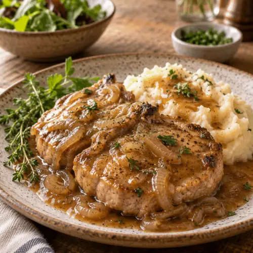 Instant Pot pork chops with onion gravy