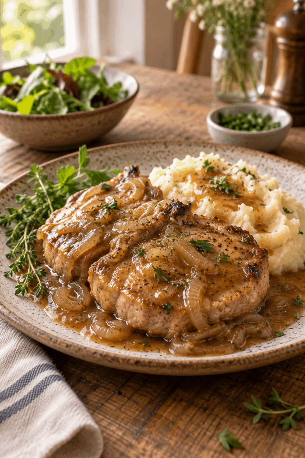 Instant Pot pork chops with onion gravy