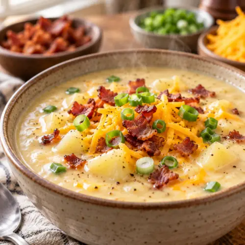 instant pot potato soup with bacon and cheddar